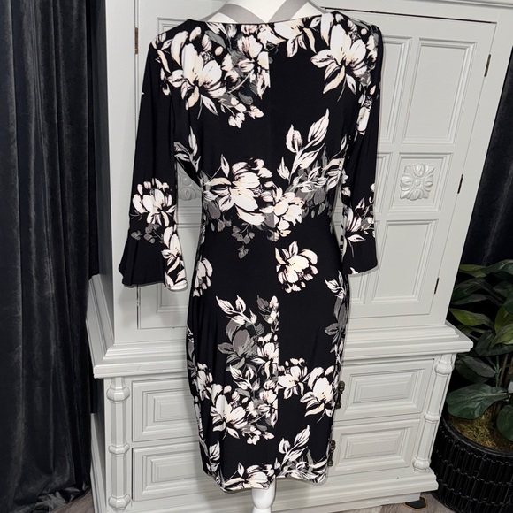 Anne Klein Floral Black and White Dress Size 8 - Picture 6 of 10